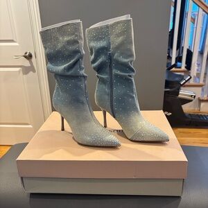 Thalia Sodi Blue Rhinestone Heeled Boots